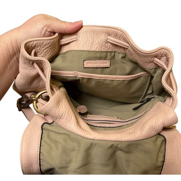 G.I.L.I. Roma Convertible Leather Backpack Purse Light Pink/Nude O/S Gold Accent main image 7